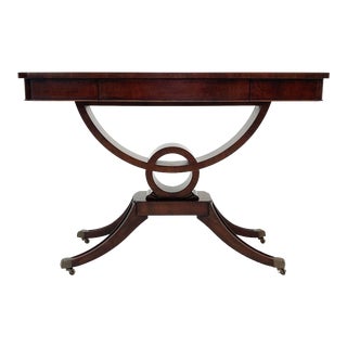1980s Art Deco/Chinoiserie Style Tiger-Wood Mahogany Console Table by Sherrill For Sale