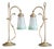 Edwardian Style Brass Rise and Fall Table Lamps with Shades, 1970s, Set of 2 For Sale