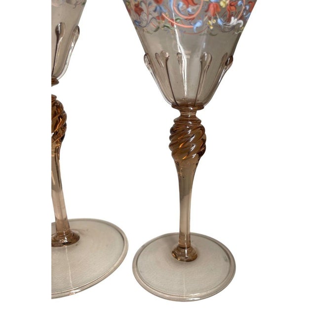 Set for Ten Venetian Gilt-Heightened Enamel Glasses W Plates & Bowls. E. 20th C. For Sale - Image 13 of 17