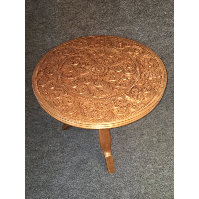 Carved Wood Accent Table Chairish
