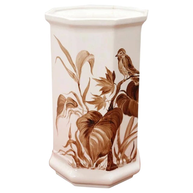 Italian Hand Painted Ceramic Vase, 1980s For Sale