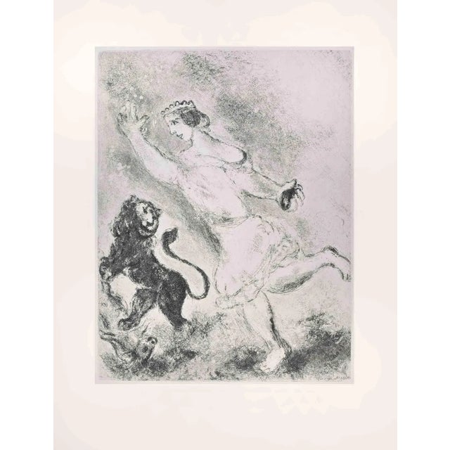 Marc Chagall, David and the Lion, Etching, 1956 For Sale