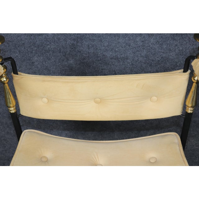 1940's Pair Italian Brass and Steel Jansen Style Savonarola Armchairs For Sale - Image 9 of 16