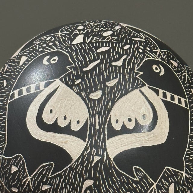 Vintage Acoma Polychrome Bird Sgraffito Vessel by Antonio Veloz, Signed For Sale In Philadelphia - Image 6 of 6