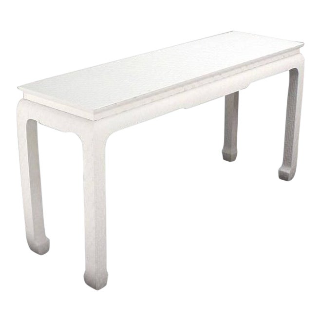 Vintage Mid Century Baker Grass Cloth Covered White Lacquer Console Table Chairish