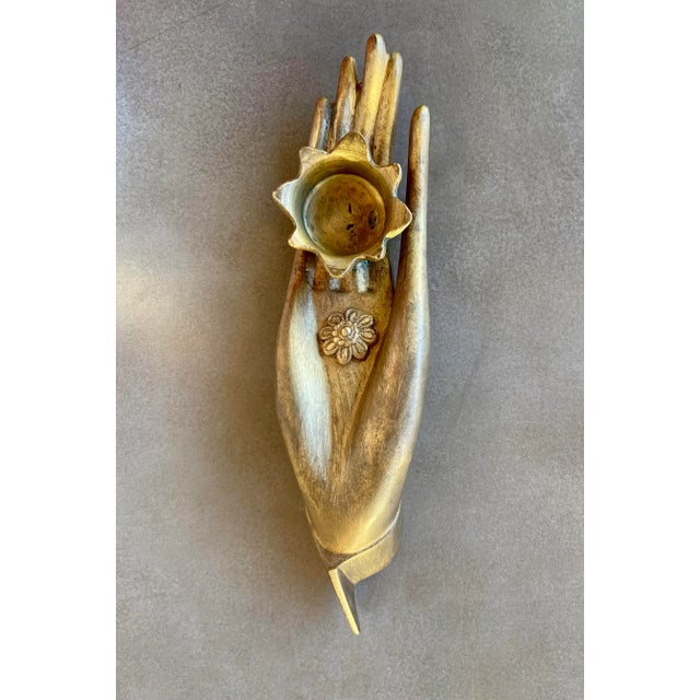 Contemporary Zodax Buddha Hand Candle Holder Chairish