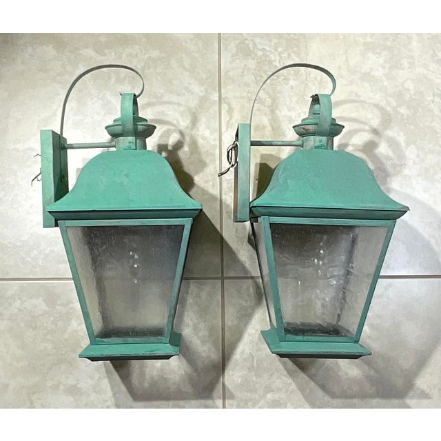 Pair of Vintage Solid Brass Wall Lanterns - Timeless Elegance for Your Home For Sale - Image 4 of 15