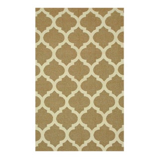 5x8 Iris Moroccan Brown Trellis Modern Flatweave Wool Carpet Rug For Sale