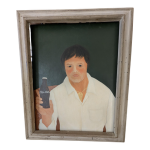 Late 20th Century Portrait of Man With Coca Cola Bottle Framed Acrylic Painting by Larry Zingale