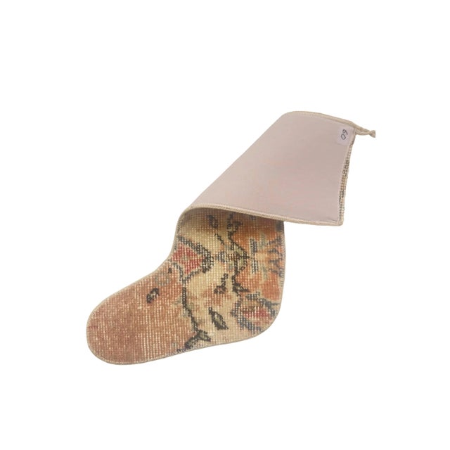 2020s Terracotta & Red Accent Vintage Kilim Christmas Stocking, Cream Wool, 11.8 X 17.7 in – One of a Kind Turkish Decor For Sale - Image 5 of 6
