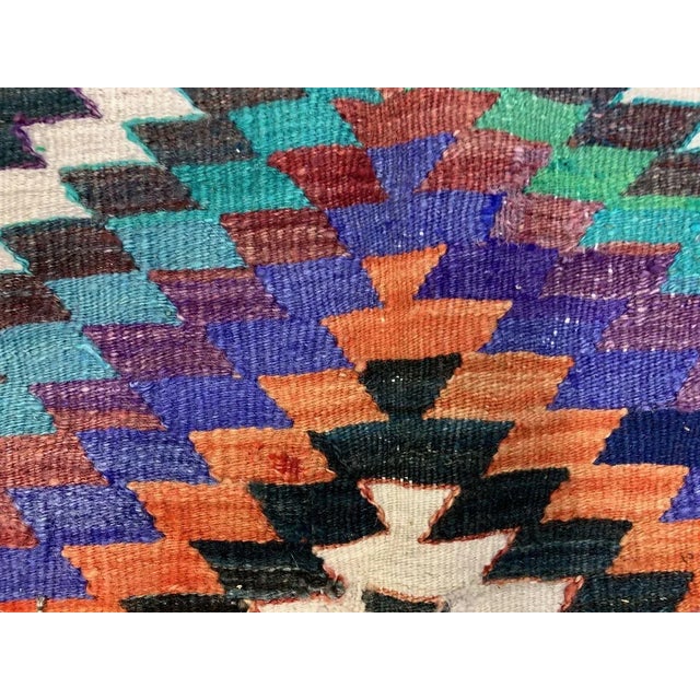 1950s Large Vintage Turkish Purple, Red, Black, and Blue Kilim Rug, 1950s For Sale - Image 5 of 9