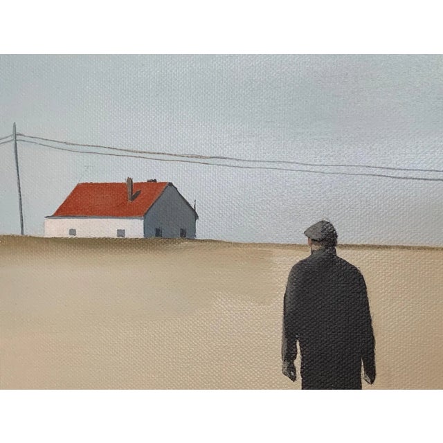 2000 - 2009 "The Walker" Contemporary Figurative Minimalist Landscape Oil Painting, Framed For Sale - Image 5 of 13