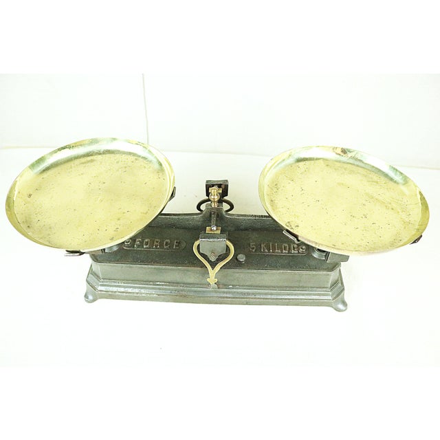 A French two pan store scale made during the Napoleon III period in the second half of the 19th century. This type of...