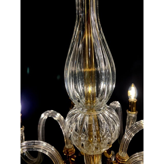 Gold Italian Murano Glass Chandelier with Gold Inserts attributed to Barovier & Toso, 1970s For Sale - Image 8 of 18