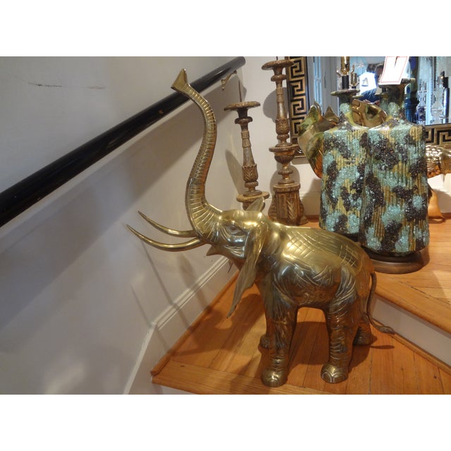 Large Brass Elephant Statue Chairish