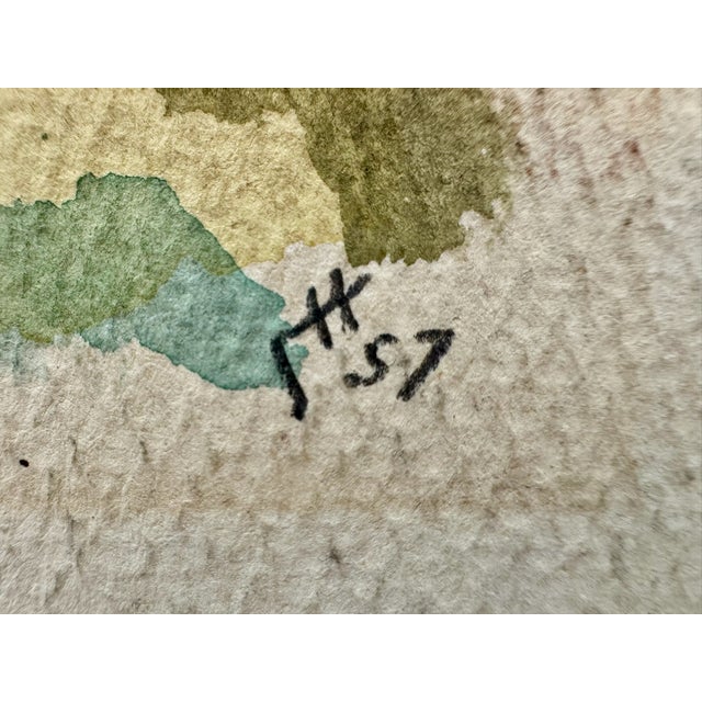 Henry Emil Salloch Original Watercolor on Paper Quaint Rural Village, 1957. For Sale - Image 4 of 7