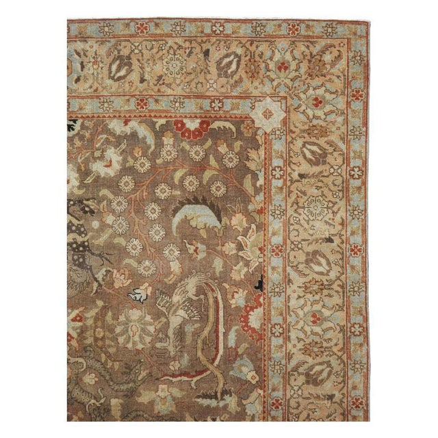 Rustic Galerie Shabab Collection Early 20th Century Handmade Persian Pictorial Tabriz Accent Rug For Sale - Image 3 of 10