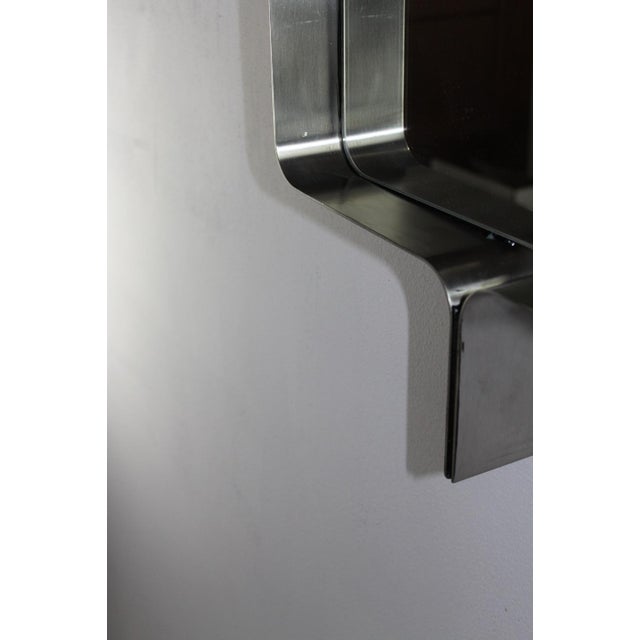 Silver Vintage Steel Brushed Rectangular Mirror, 1970s For Sale - Image 8 of 11