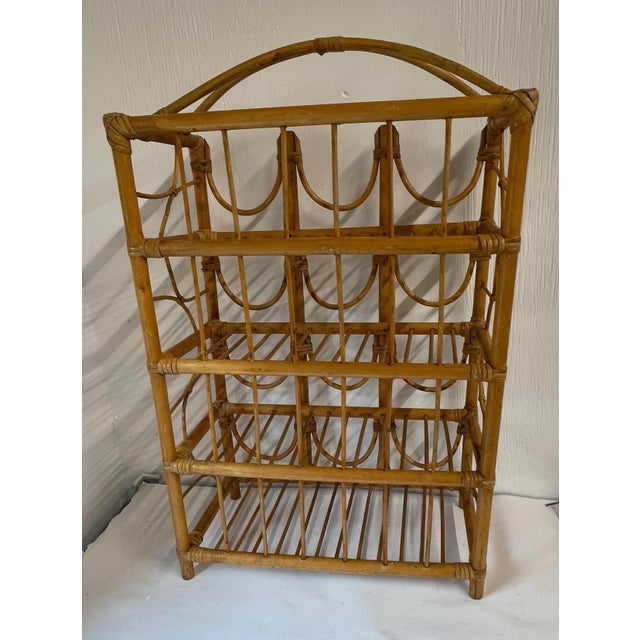 Wood Vintage Bamboo Bentwood Table Top Wine Rack For Sale - Image 7 of 10