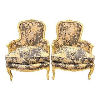 Vintage Henredon French Louis XV Bergère Chairs - a Pair For Sale