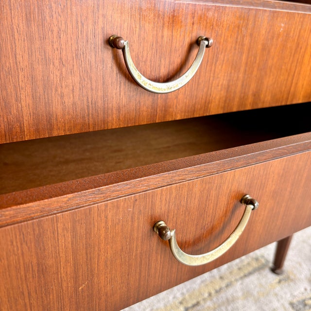 1960s Danish Modern Style Walnut Dressing Table With Curved Gallery Top For Sale - Image 9 of 9