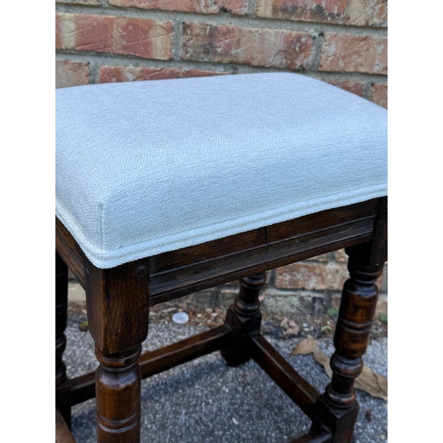 English Newly Upholstered English Stools For Sale - Image 3 of 4