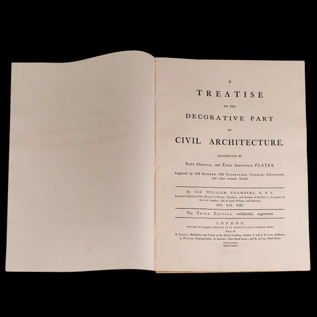 This is a vintage folio A Treatise on the Decorative Part of Civil Architecture. An unbound reproduction of the 18th...