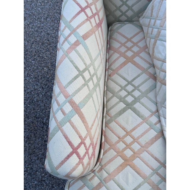 Vintage 1960s Fabric Lounge Chair With Solid Walnut Wood Base For Sale - Image 9 of 9