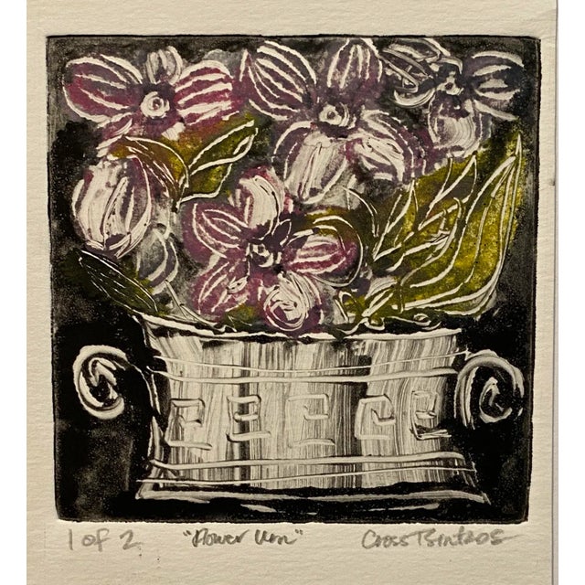 Contemporary 1990s Floral Color Monotype For Sale - Image 3 of 3