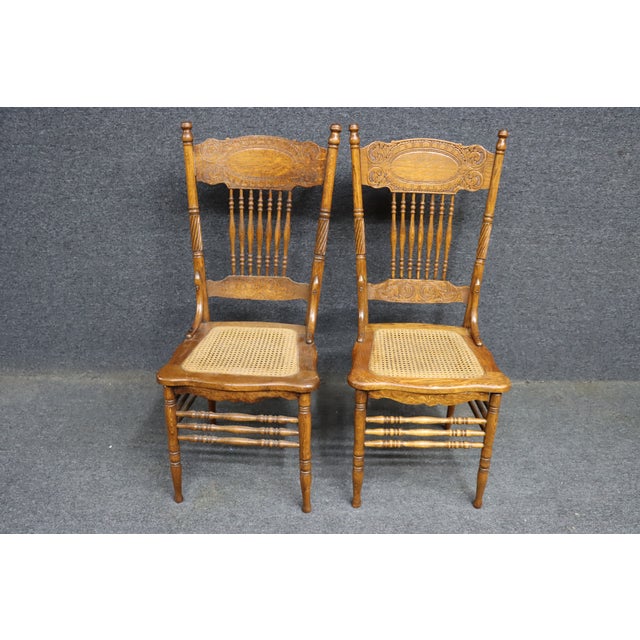 Set of 4 Larkin No. 1 Press Back Quarter Sawn Oak Side Chairs For Sale - Image 10 of 15