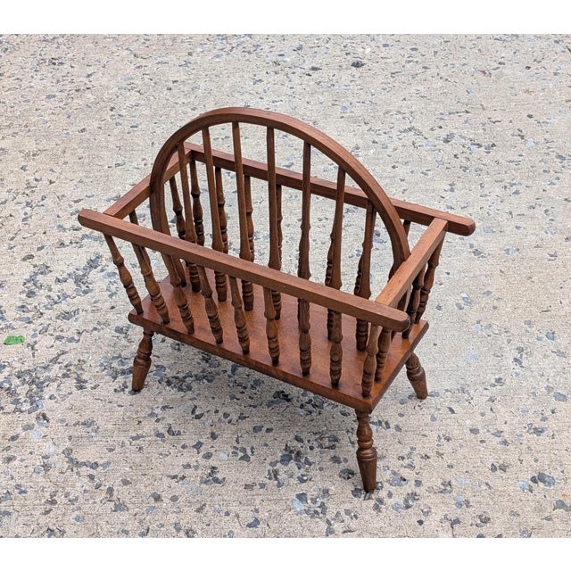 Mid 20th Century Vintage American Style Turned Spindle Oak Magazine Rack For Sale - Image 5 of 7