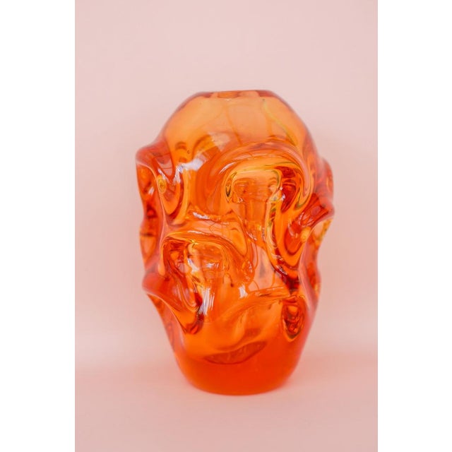Orange Crystal Vase by Börne Augustsson for Åseda For Sale - Image 5 of 17