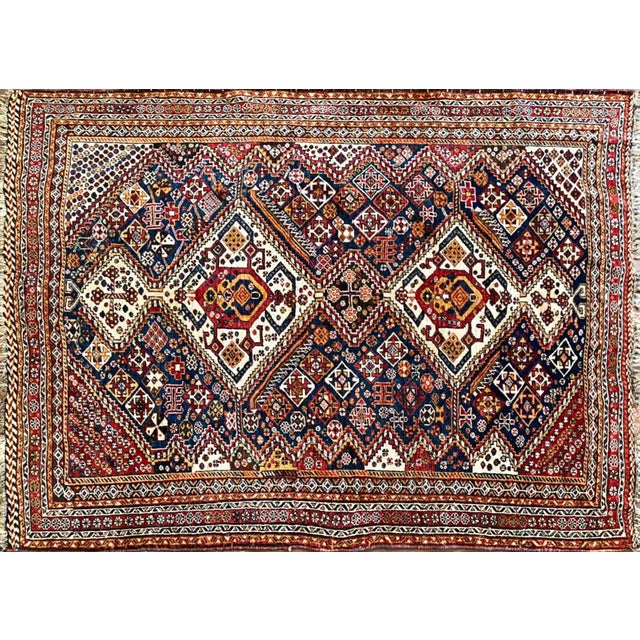 Early 20th Century Antique Persian Qashqai Rug 4'8" X 6'3" For Sale - Image 5 of 9