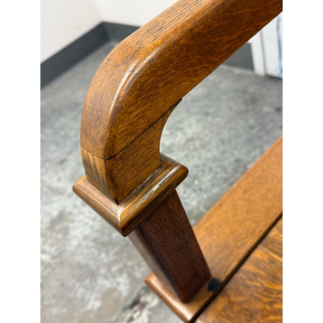 Antique Oak Hall Tree/Entry Bench For Sale - Image 9 of 12