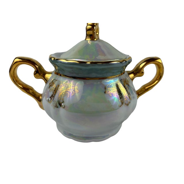 Vintage Yusui Porcelain 24k Gold Trim Lusterware Coffee Service, 15 Pcs. For Sale - Image 4 of 11