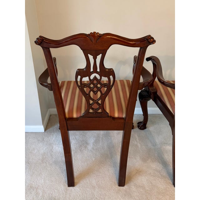 Burnt Umber Late 20th Century English Traditional Chippendale Mahogany Armchairs - A Pair For Sale - Image 8 of 18