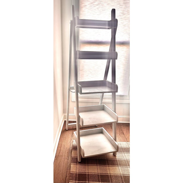 Vintage Unique and Functional 5 Shelf Distressed Solid Wood Display Ladder Dimensions: 67” Tall x 19-1/4” Wide x 29” Deep...