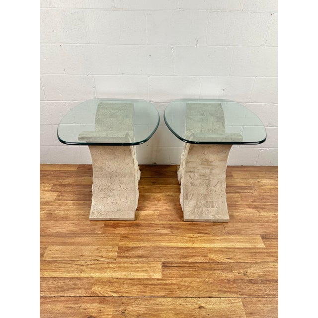 1990s 1990s Magnussen Home Albany Natural Stone Glass End Tables - a Pair For Sale - Image 5 of 9