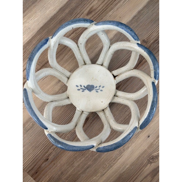 Vintage Ceramic Woven Lattice Basket Bowl For Sale In New York - Image 6 of 13