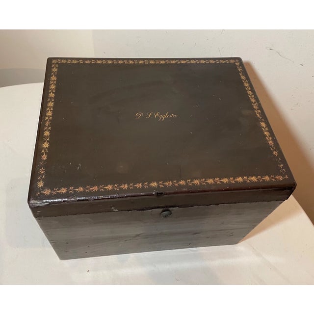19th Century Large Antique 1800's Handmade J Bramah London Lacquered Wood Pewter Humidor Box For Sale - Image 5 of 17