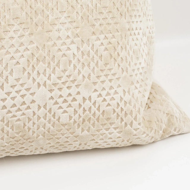 2000 - 2009 Art Deco Inspired Off-White Velvet Throw Pillow For Sale - Image 5 of 7