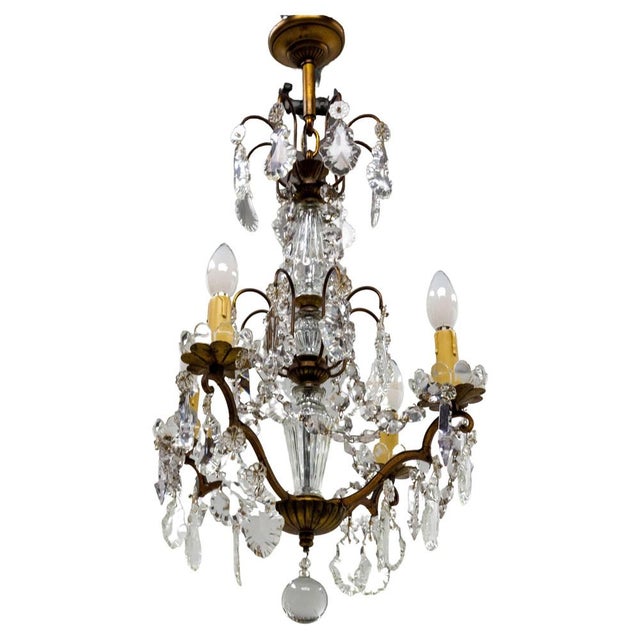 Chandelier with Crystal Drops, France, 1960s For Sale - Image 10 of 10
