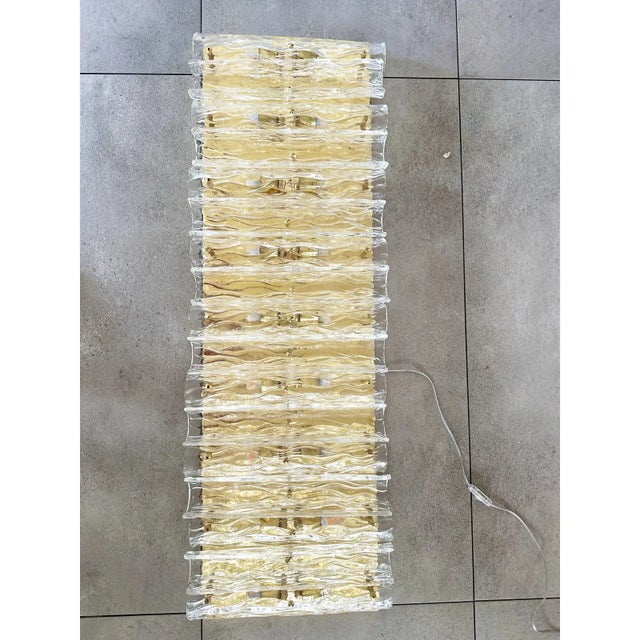 Brass Contemporary Brass and Murano Glass Flush Mount Wall Sconces — Pair For Sale - Image 8 of 8