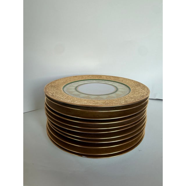 Edelstein Set of 11 Edelstein Bavaria Gilt-Encrusted Service Plates, C. 1930s–40s For Sale - Image 4 of 5