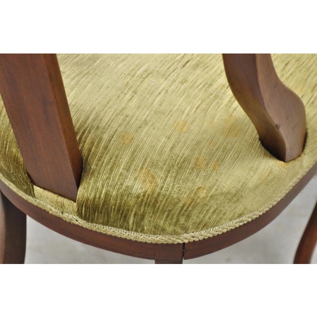 Edwardian Mahogany Sweetheart Back Bellflower Painted Dining Chairs - Set of 4 For Sale - Image 9 of 12