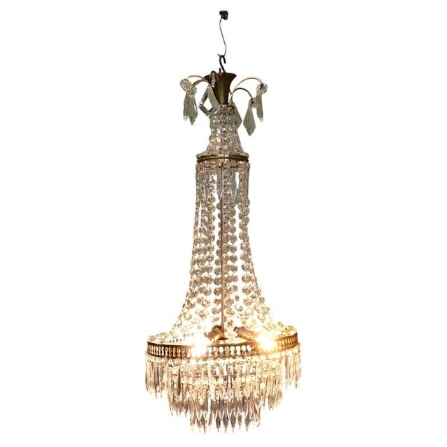 Large French Empire Tent and Waterfall Chandelier, 1930 For Sale - Image 9 of 9