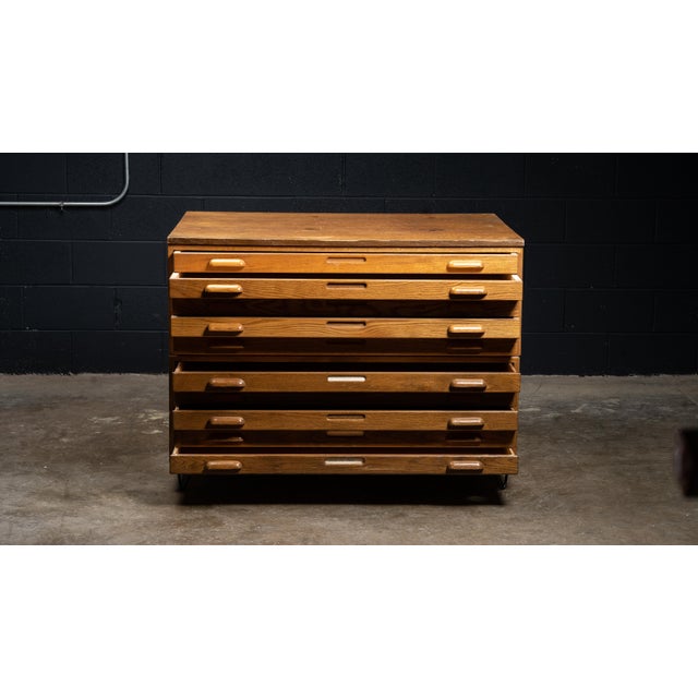 Early 20th Century Antique Double Stack Wooden Flat File Cabinet With Hairpin Legs For Sale - Image 5 of 5