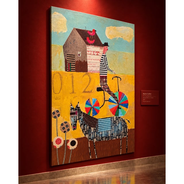 A striking, large-scale canvas artwork featuring Bike Riding in Country, a whimsical and expressive composition by...