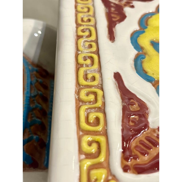 Vintage Hollywood Regency Style Glazed Terracotta Elephant Garden Seat Stool For Sale - Image 11 of 17