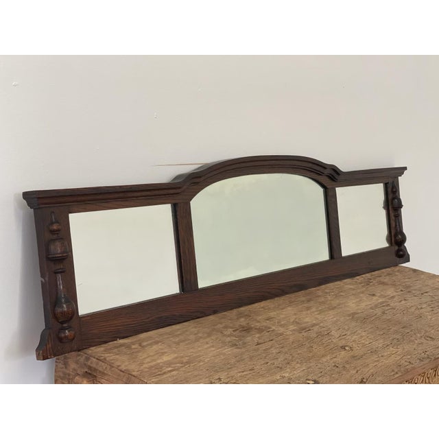 Vintage Three-Panel Wall Mirror With Arched Crest and Turned Wood Frame For Sale - Image 9 of 10